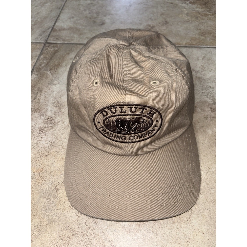 Duluth Trading Company Bear Logo Hat Cotton Khaki Strapback Baseball Cap XL/XXL